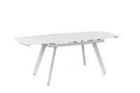 E-STYLO Tavolo allungabile con top in vetro temperato extra white, gambe e struttura in metallo verniciato bianco, 90cm X 140/175/210cm H. 76cm.