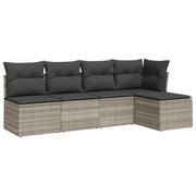 Set Divano da Giardino 5pz | Set Salotto da Giardino con Cuscini Grigio Chiaro Polyrattan
