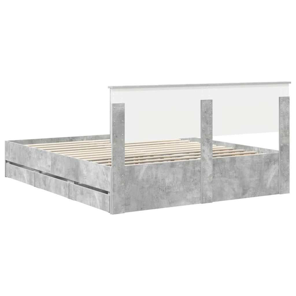 Struttura del letto con cassetto Grigio cemento 160 x 200 cm 3410689