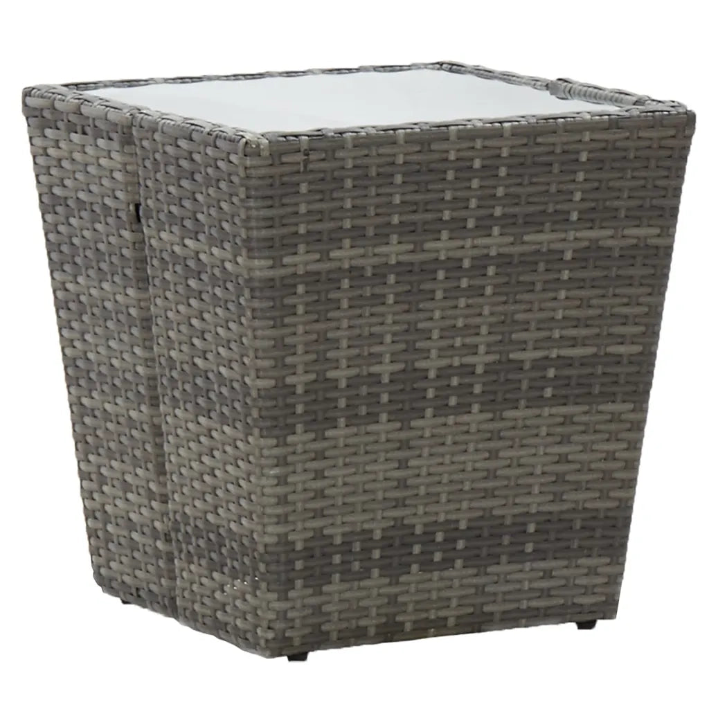 Set Bistrot da Giardino 5pz | Set Salotto da Giardino Polyrattan e Vetro Temperato Grigio
