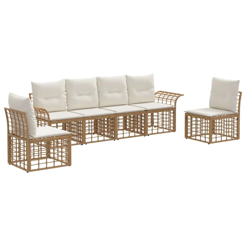 Set di divani da esterno 6 pz | Set Salotto da Giardino Naturale e Bianco Crema