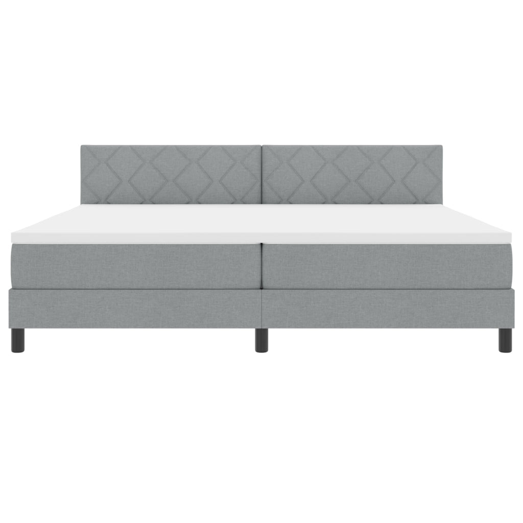 Letto Box Spring con Materasso Grigio Chiaro 200x200 cm Tessuto