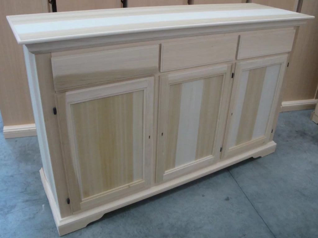 Madia credenza arte povera 3 porte 3 cassetti legno tinta noce 147x45x93 (109) - Mobili 2G