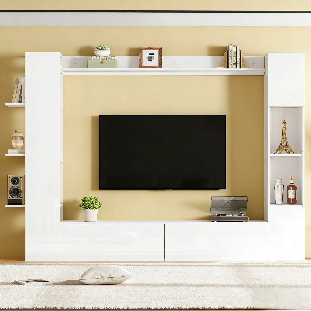 Mobile Parete Soggiorno con Vetrina e TV ¨C MINIMAL ¨C Bianco