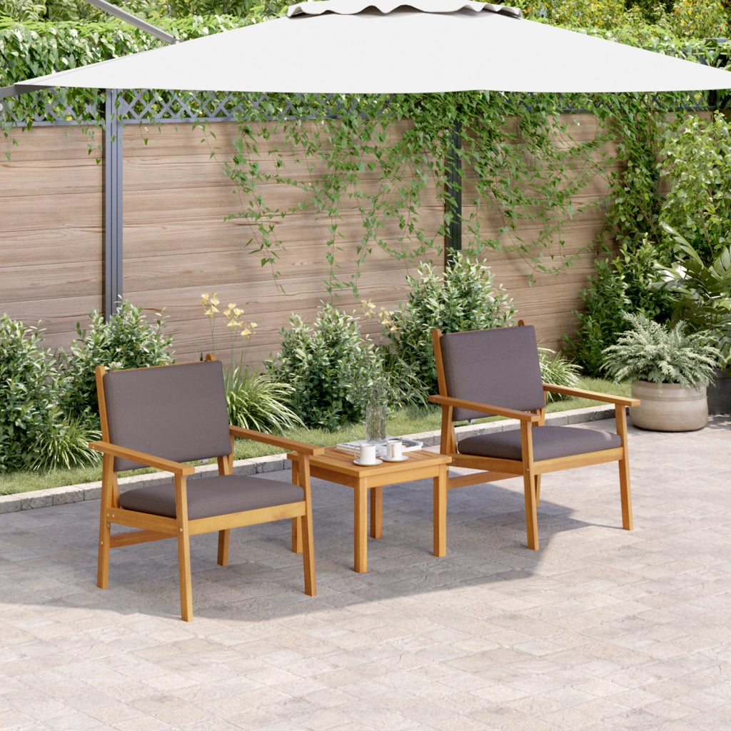Sedia da giardino  2 pz con cuscini in legno massello di acacia