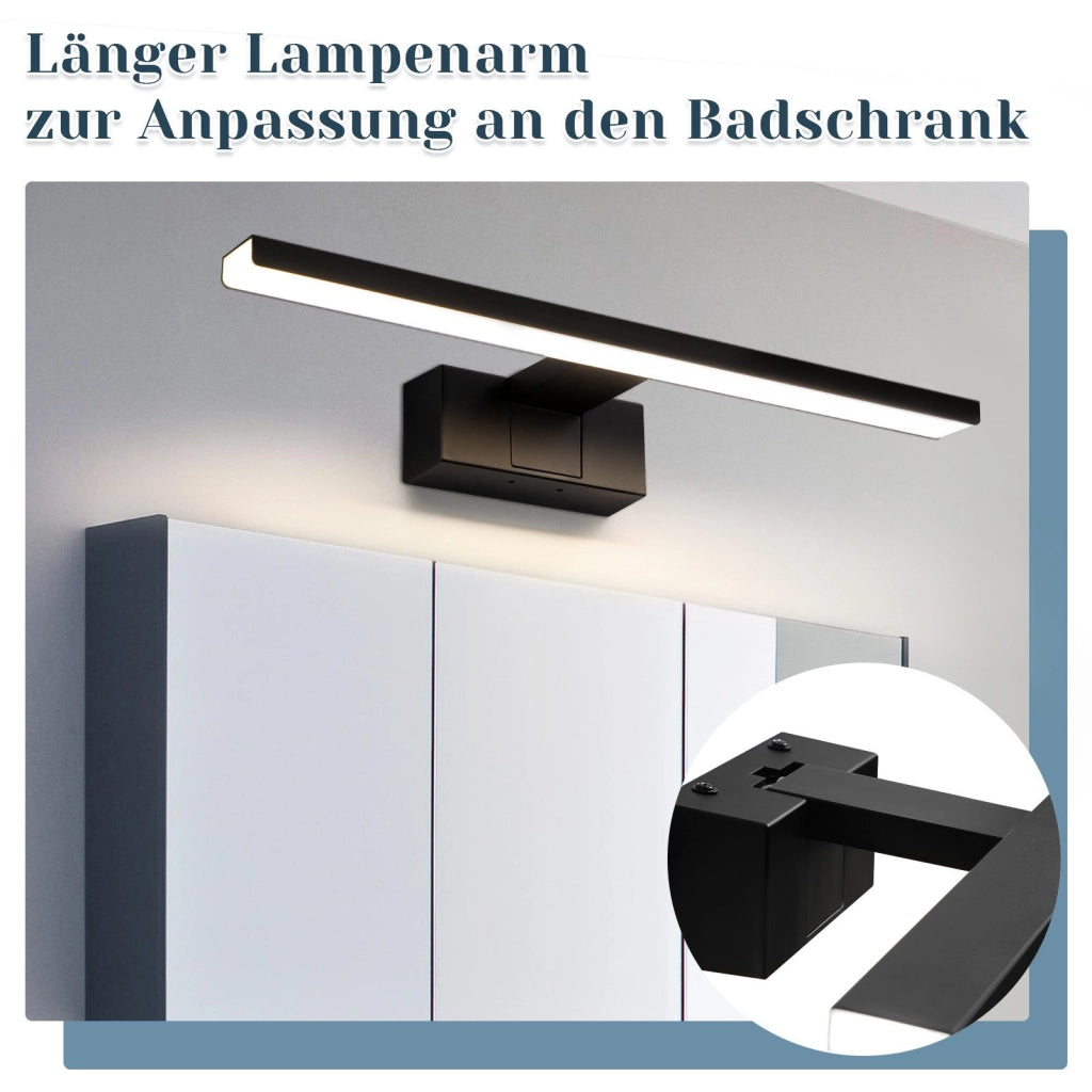 ZMH Lampada da specchio per bagno a LED nera 60CM IP44 bianco neutro Applique da parete per cantina