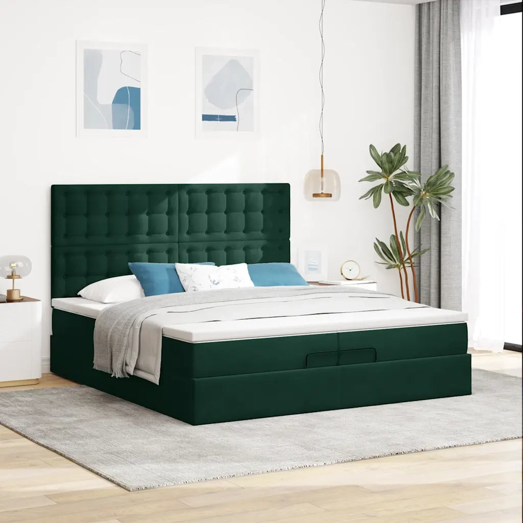 Struttura Letto Pouf con Materassi 200x200 cm Velluto 3313640
