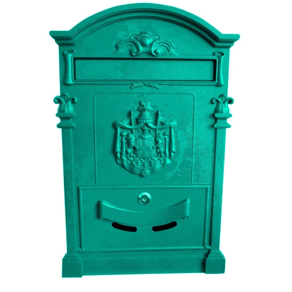 Trade Shop - Cassetta Postale Buca Lettere In Stile Antico Classico In Alluminio Verniciato - Turchese