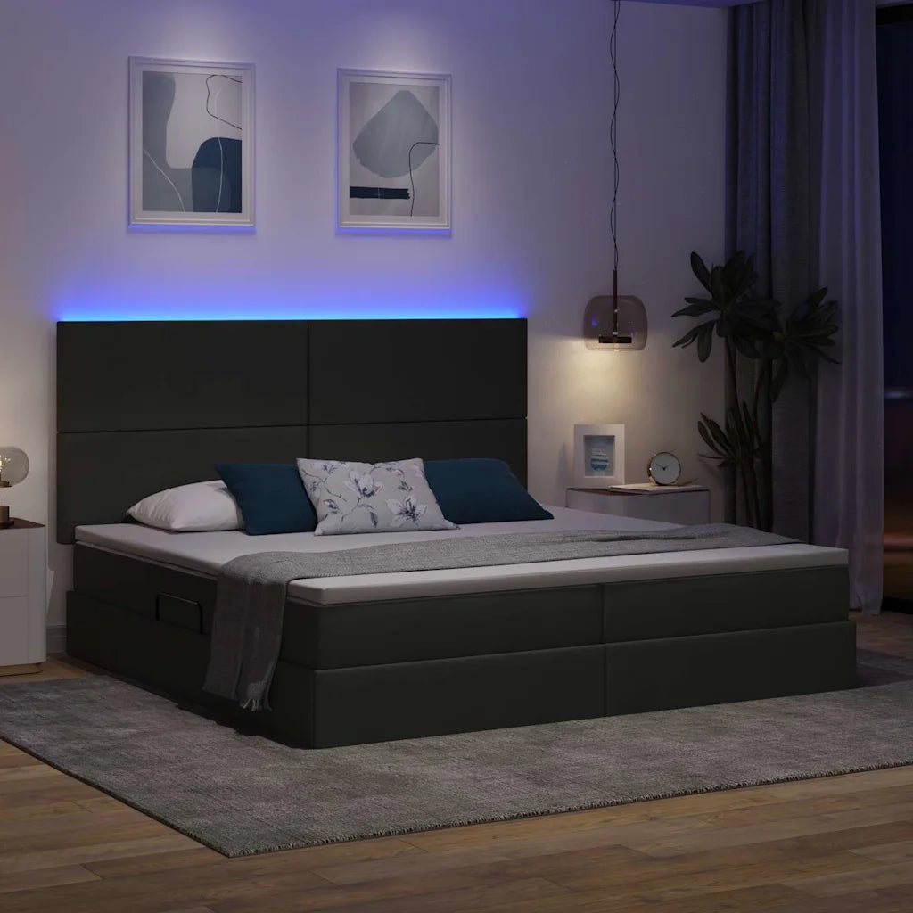 Letto con contenitore LED e materasso Grigio Scuro 200 x 200 cm
