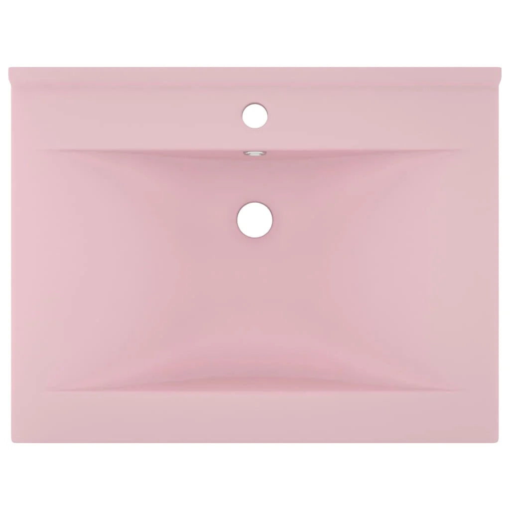 Lavabo con foro per rubinetto lavabo da appoggio lavabo da bagno e cucina uso interno 60 x 46 cm ceramica rosa opaca 02_0002763