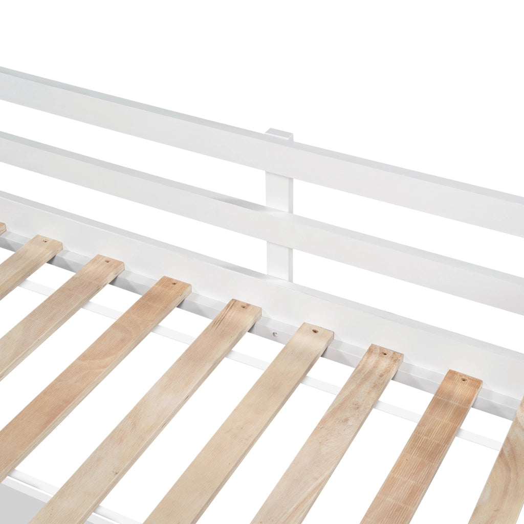 Letto per Bambini 90x200 cm con Lavagna; 2 Cassetti; Mensola e Sponda - Bianco