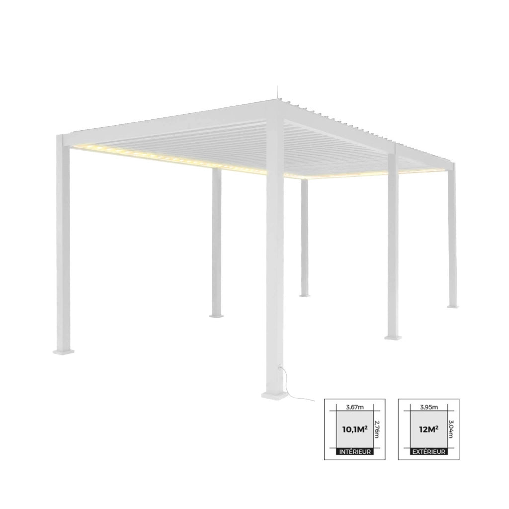 Pergola bioclimatica 3x6m elettrica in alluminio con led + 2 tende 3m,