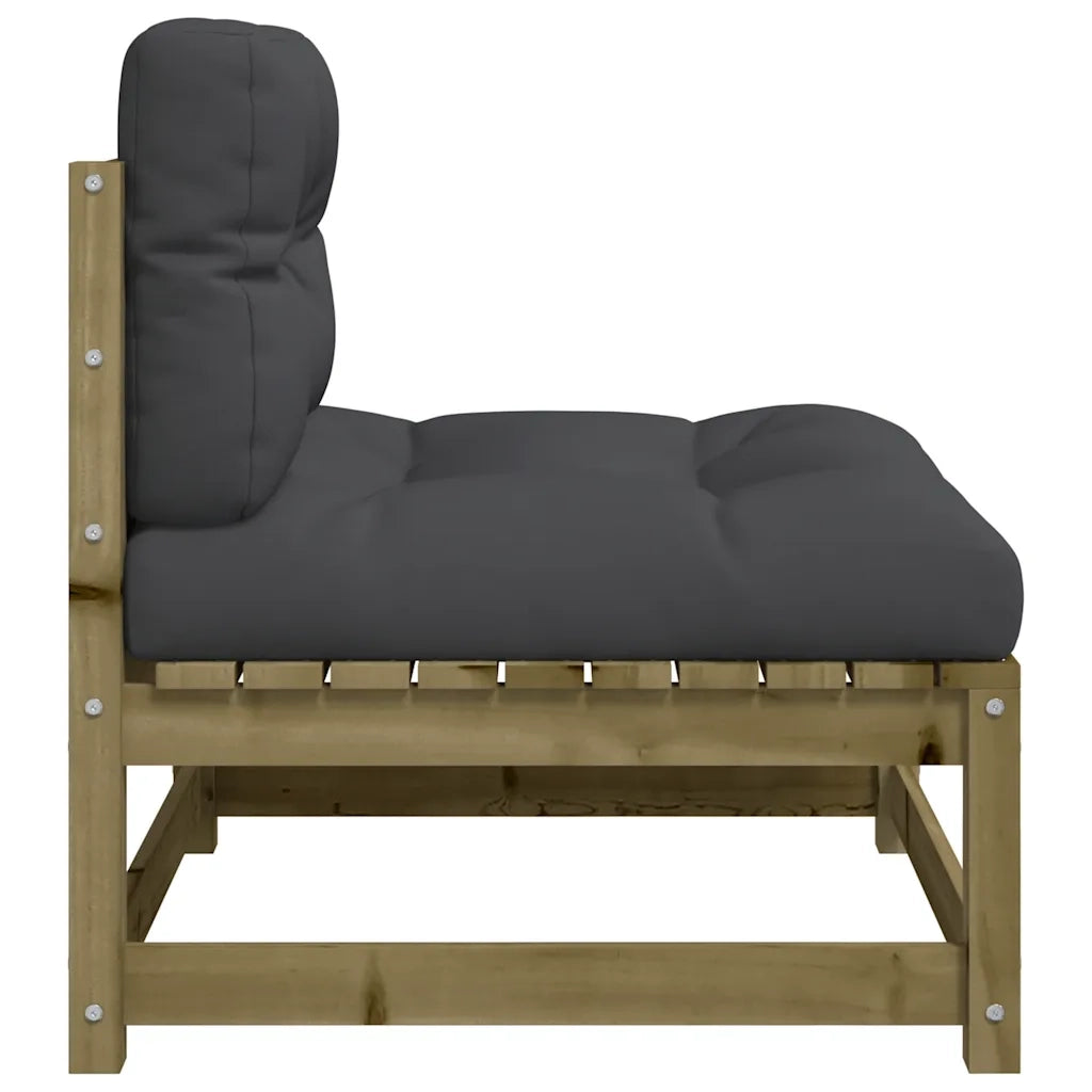 Divano da esterno-Divani Giardino Senza Braccioli con Cuscini 2pz Pino Impregnato 224256