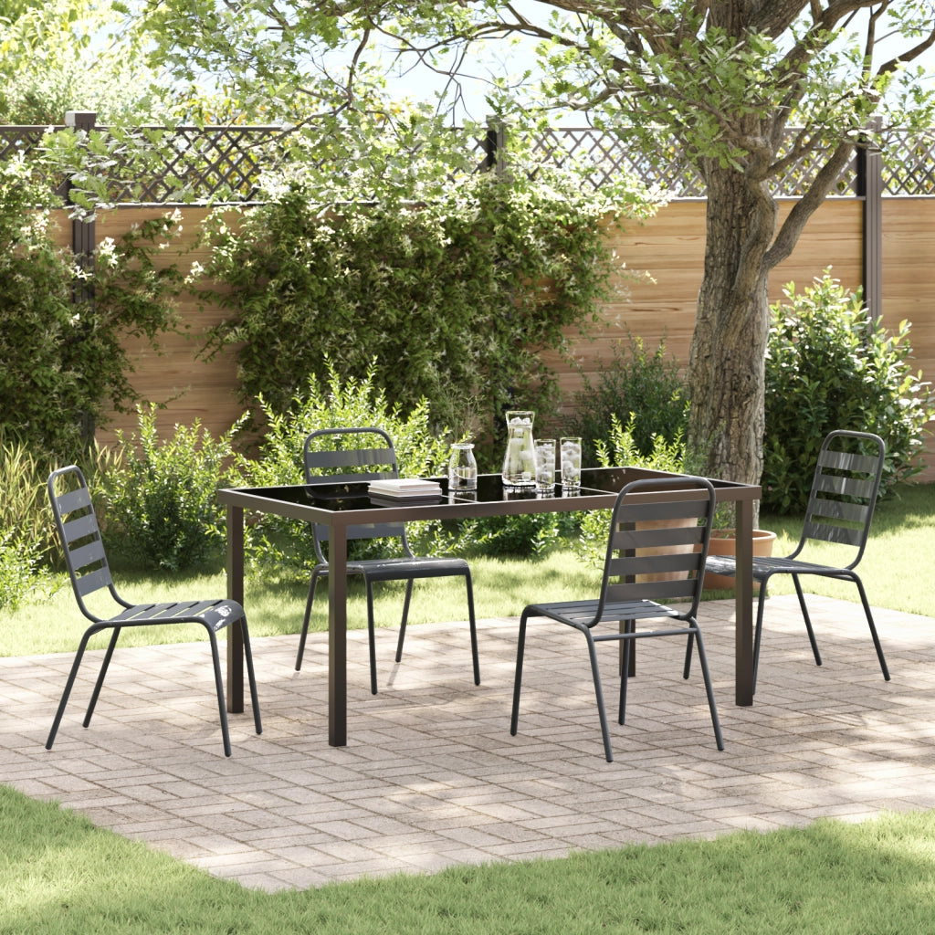 Set da Pranzo da Giardino 5 Pezzi Grigio Scuro in Acciaio