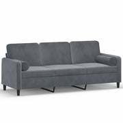 Divano | Divano da soggiorno | Sofa a 3 Posti con Cuscini Grigio Scuro 180 cm in Velluto