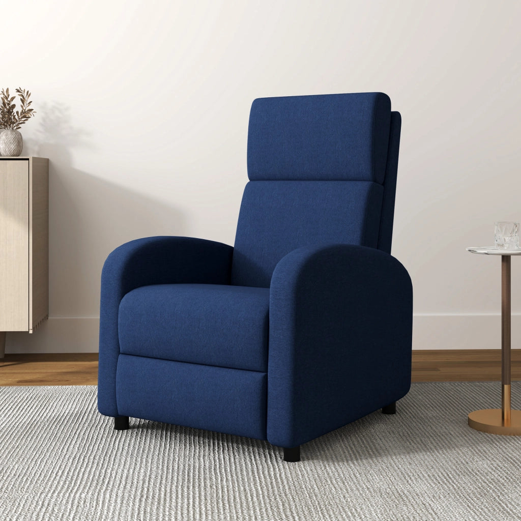 Poltrona Relax Reclinabile con Poggiapiedi in Tessuto Blu ¨C Zephmum ¨C 160¡ã Manuale