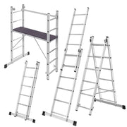 KADAX Mini Ponteggio in Alluminio 2x6 Gradini Piattaforma di Lavoro Pieghevole Scala 3 in 1