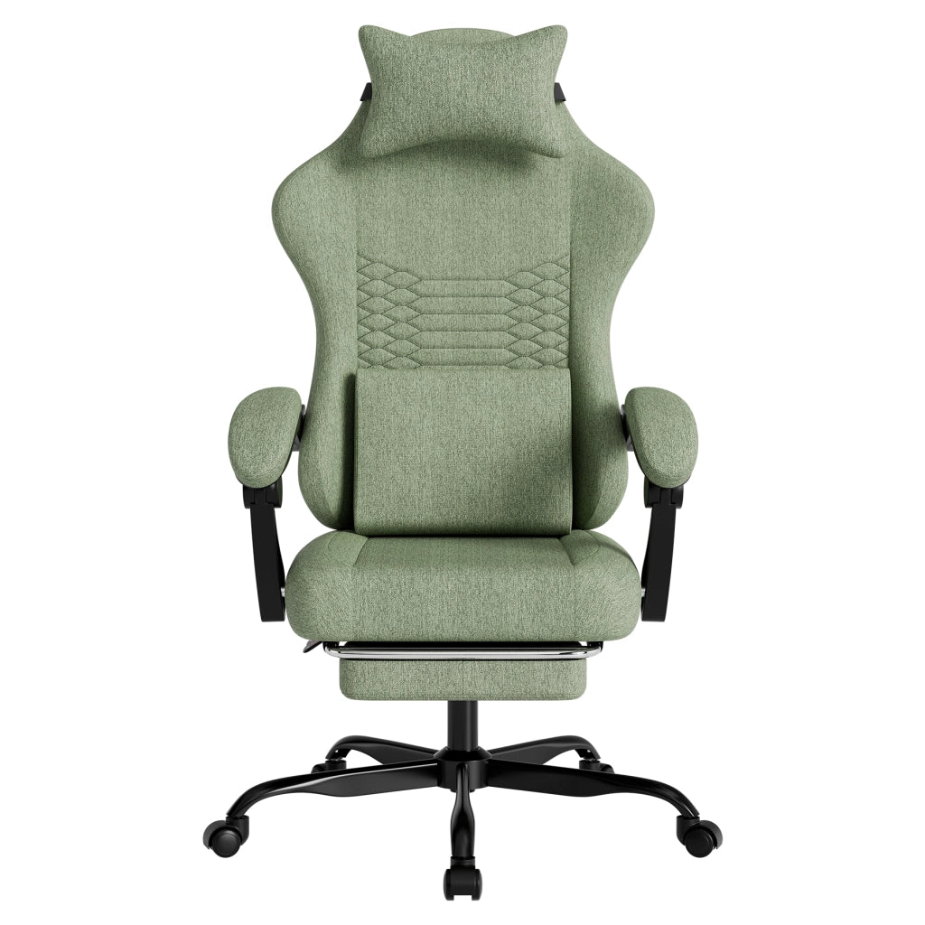 Sedia da gaming ergonomica - Zephmum- Massaggio testa e piedi verde