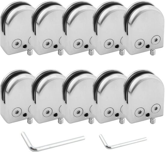 Glasklemmen 10 pezzi - 304 Acciaio inossidabile - Glasklemmen adattabili - Plankbeugels per vetrata - Incluso materiale di montaggio - Design facile da usare - Sostegni per vetrata