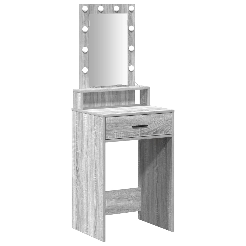 Toeletta  con luci LED Grigio Sonoma 50x41x140 cm