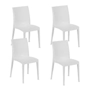 SET 4 SEDIE MADAME IMPILABILI IN POLIPROPILENE DESIGN ELEGANTE CON RILIEVO COLORE BIANCO DA ESTERNO