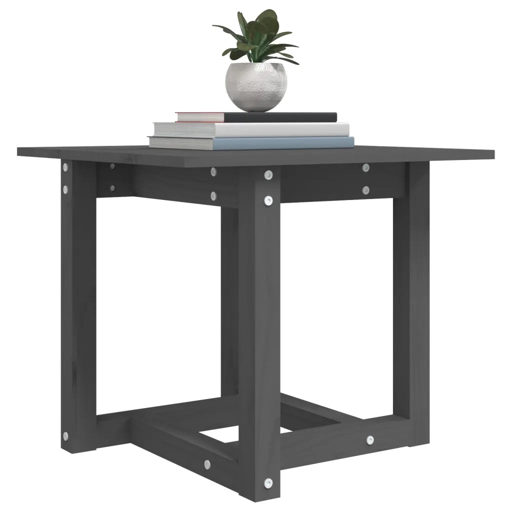 Tavolino da Salotto Grigio 50x50x45 cm Legno Massello di Pino 822174