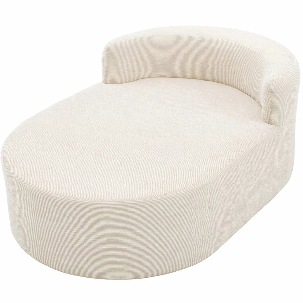 Poltrona relax ovale 170 x 112;5 x 83 cm in velluto a coste beige chiaro