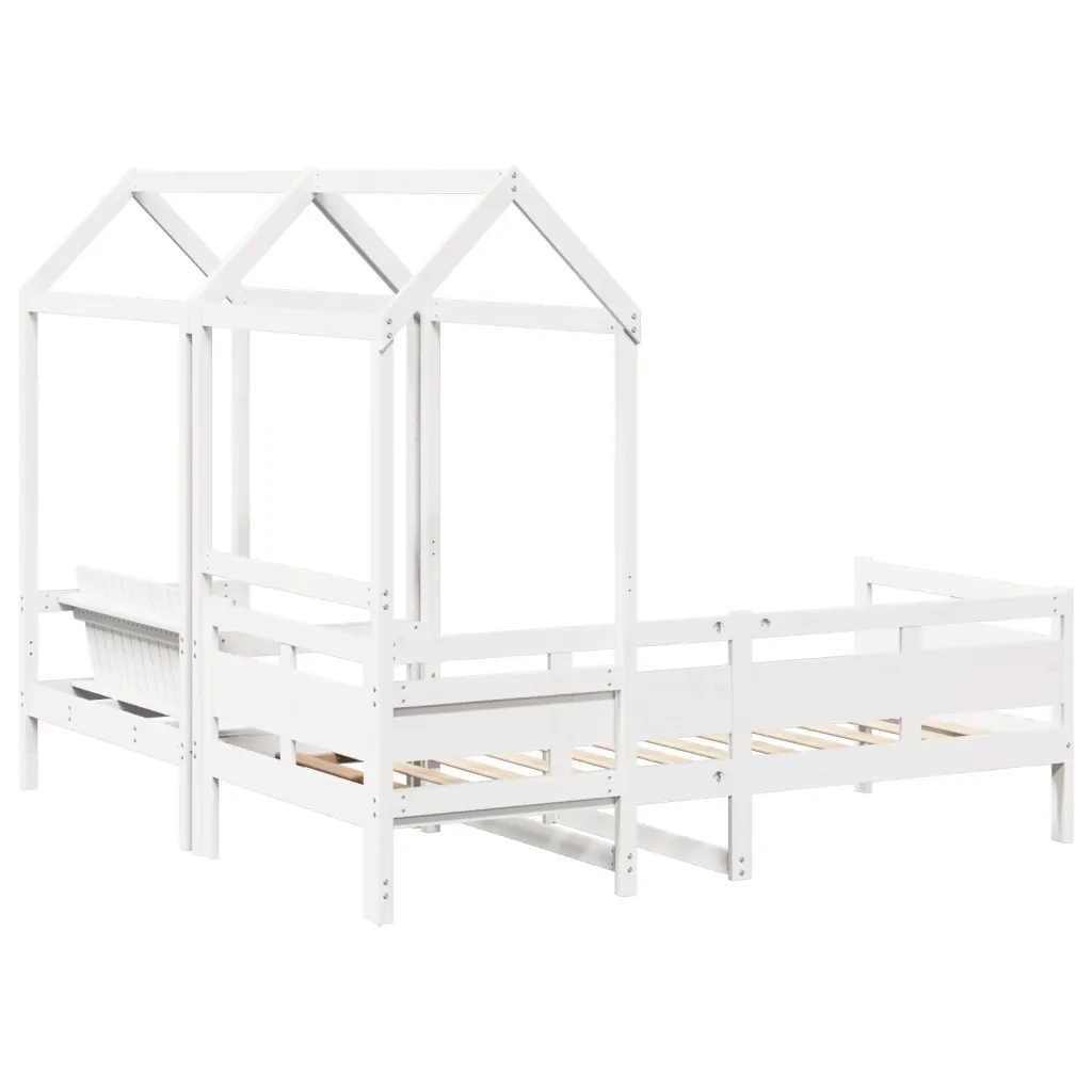 vidaXL Set Dormeuse e Panca con Tetto Bianco 80x200cm Massello Pino