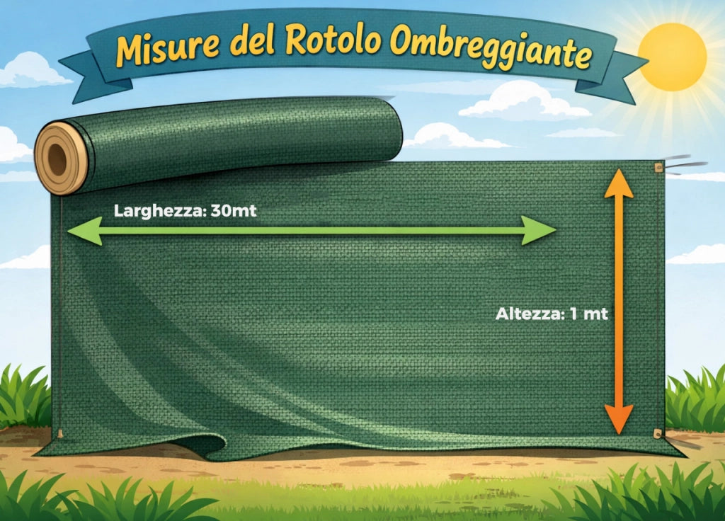 Rotolo Rete Ombreggiante Esterno Protezione Sole Pioggia Frangivista Coprente - 1x30mt - Ombreggiante