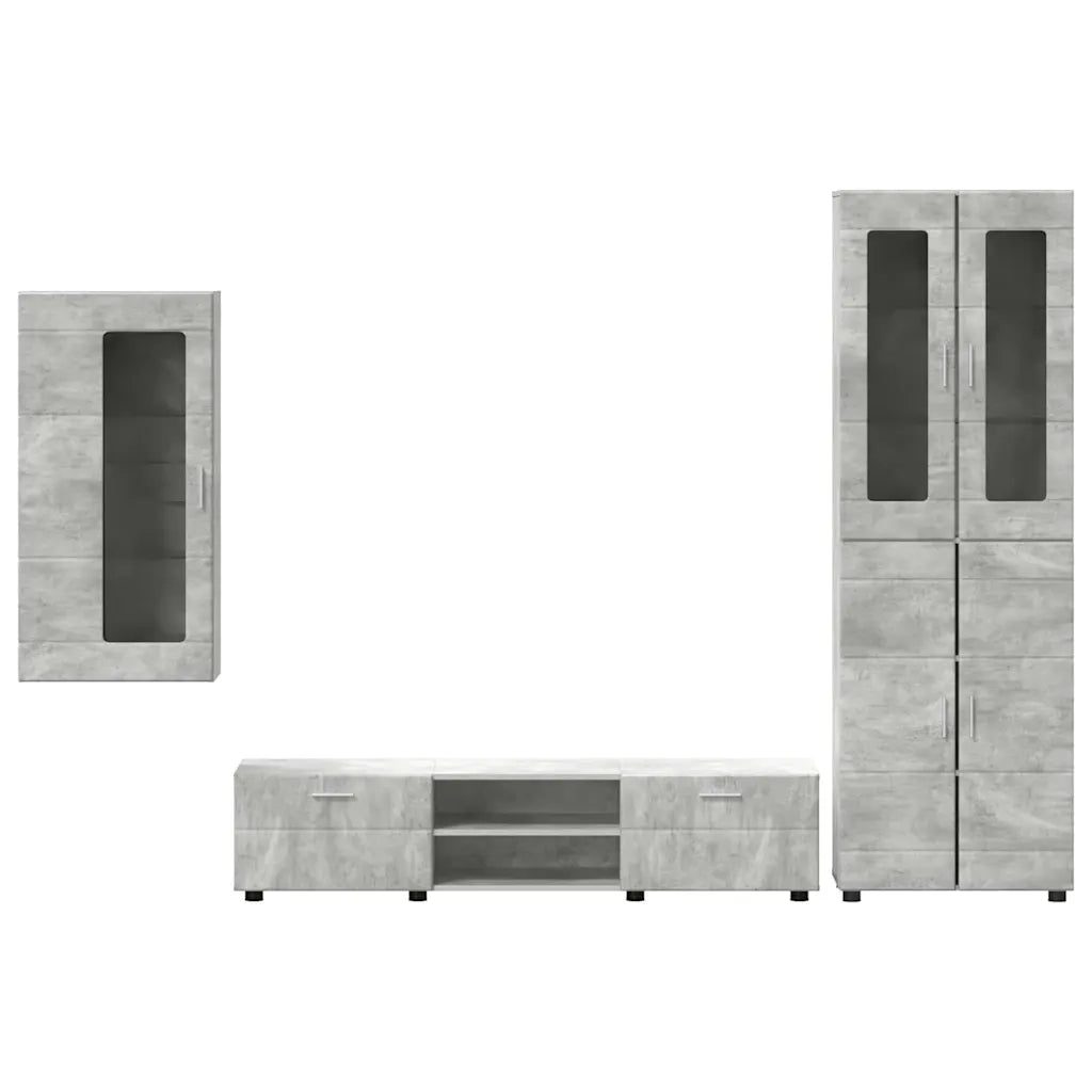 Set mobile TV FLORIN 3 pcs Grigio cemento Legno multistrato