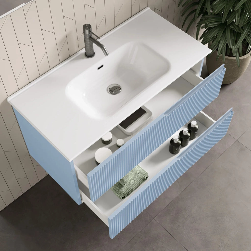 Mobile bagno composizione 4 pezzi L.81 P.46,5 H.190 cm VENERE colore azzurro tiffany
