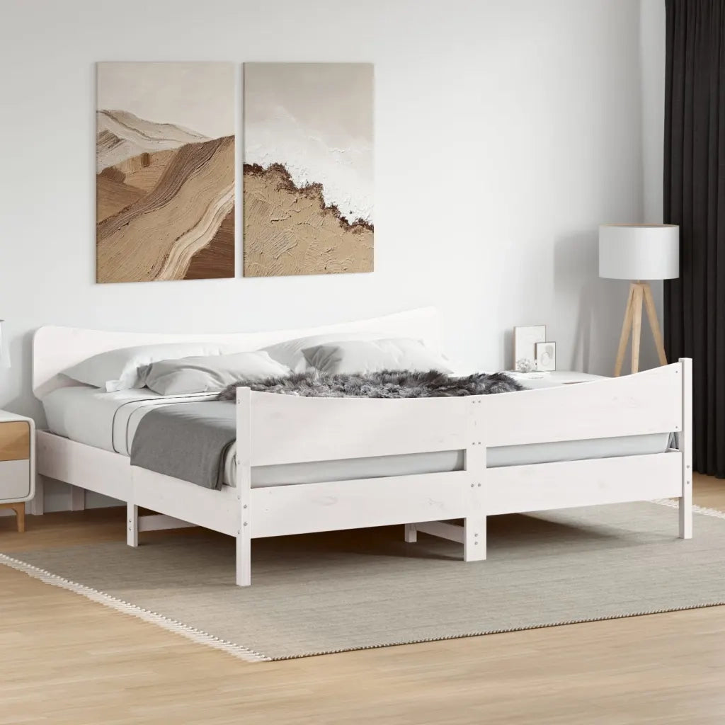 Giroletto senza Materasso Bianco 180x200 cm Legno Massello Pino 3216373