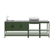 Cucina da esterno, 3 moduli e barbecue a carbone, verde