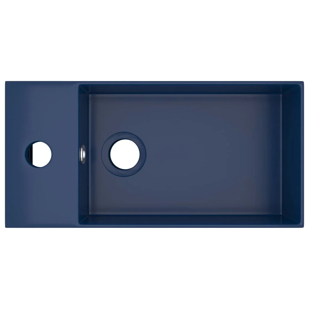 Lavabo bagno con troppopieno da appoggio wc lavabo cucina stanza cosmetica casa ceramica 48 x 25 cm blu scuro 02_0002732