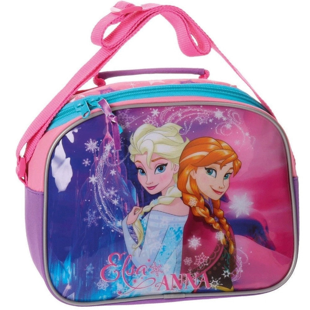 Trade Shop - Beauty Case Da Viaggio Frozen Cestino Scuola Elsa Anna 25 Cm Rosa Azzurro -