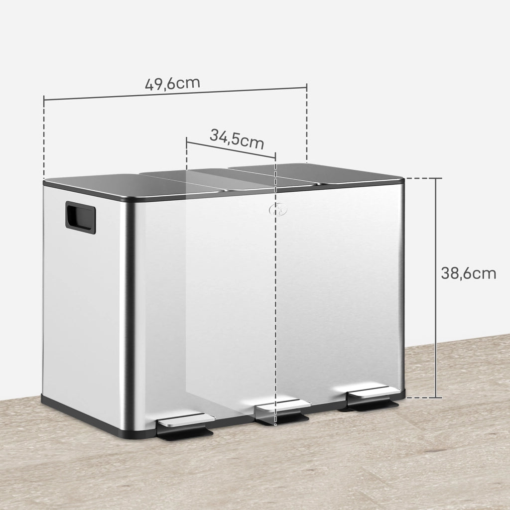Cestino per la Raccolta Differenziata ¨C zephmum ¨C Argento 49.6x34.5x38.6cm
