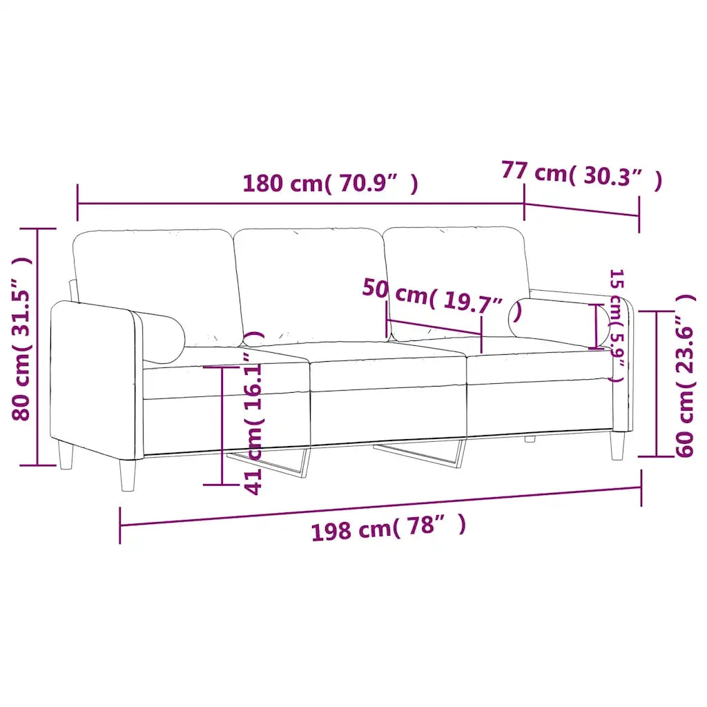 Divano a 3 Posti con Cuscini-Sofa 3 Posti con Cuscini Blu 180 cm in Velluto 259778