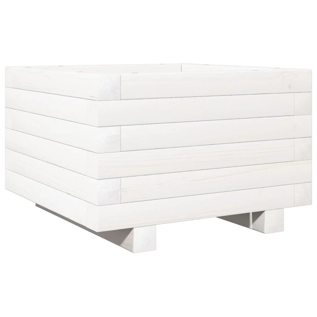 Fioriera rialzata per piante e fiori terrazza giardino 40 x 40 x 26,5 cm legno di pino massiccio bianco 02_0037529