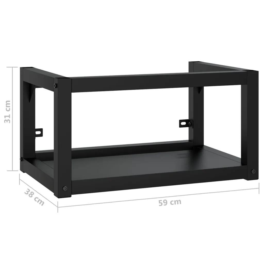 Struttura per Lavabo a Parete-Supporti per Mensole a Muro Nera 59x38x31 cm in Ferro