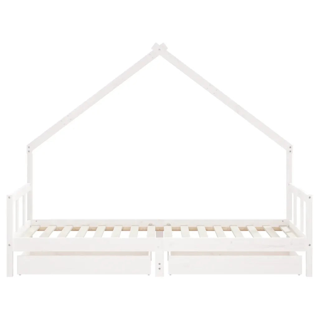 Giroletto Bambini con Cassetti Bianco 90x200cm Massello di Pino