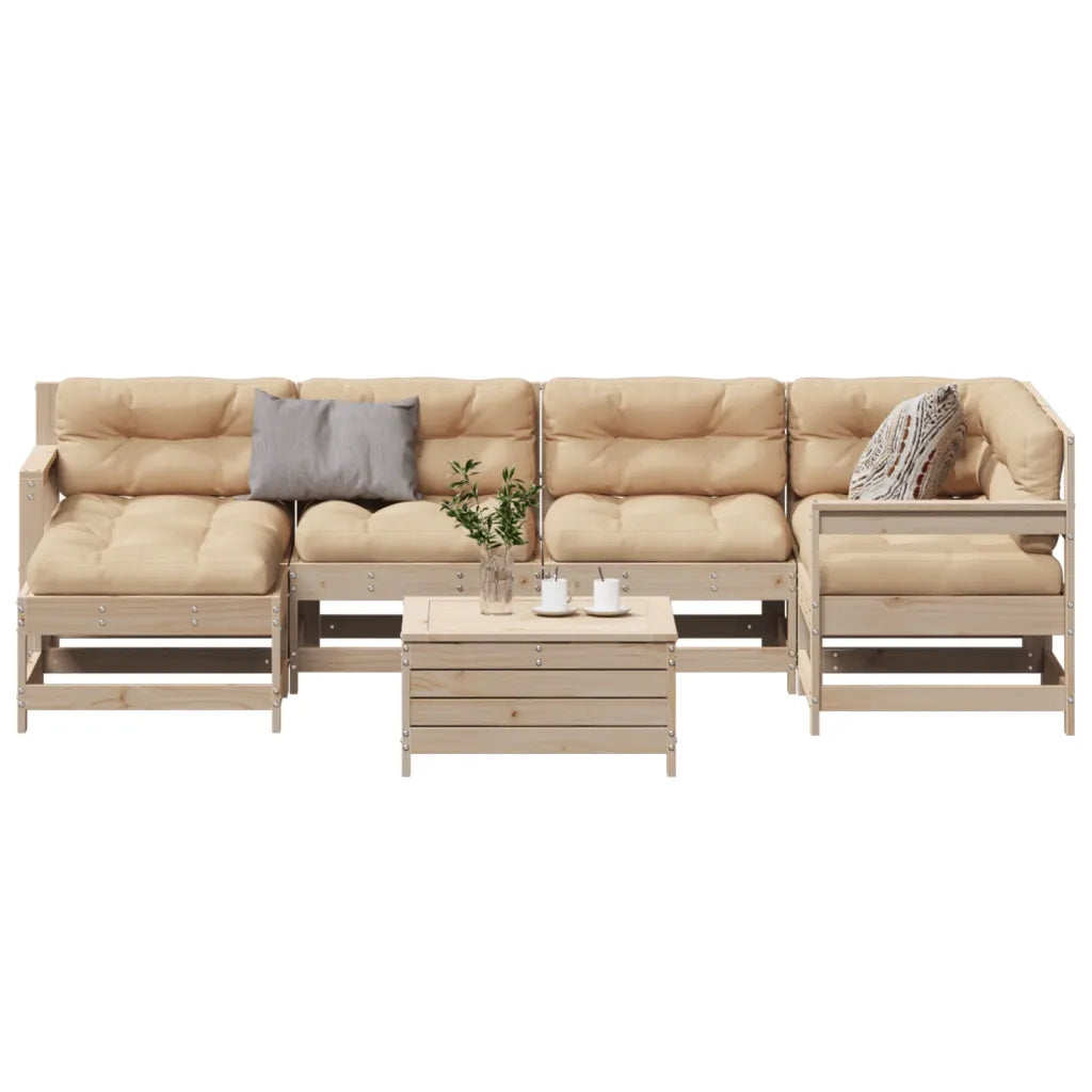 Set Salotto Giardino 7 pz Cuscini Antracite Legno Massello Pino 3250944