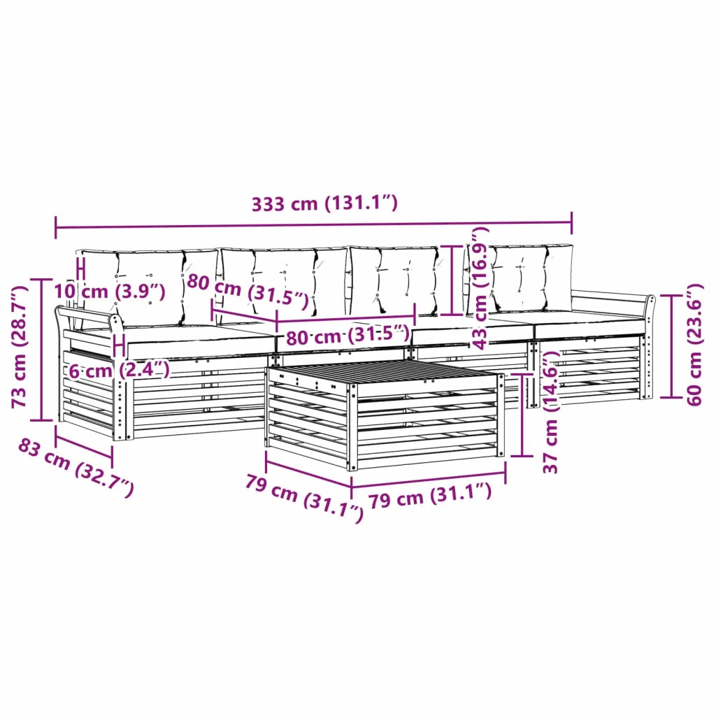 Set di divani da esterno 5 pz Bianco e Crema 3390005