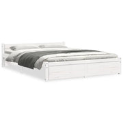 Letto matrimoniale | Letto per adulti | Giroletto Bianco in Legno Massello 135x190 cm Double