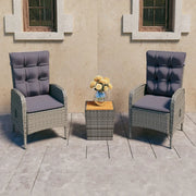 Set da Bistrot 3 pz in Polyrattan e Legno Acacia Grigio cod mxl 42723