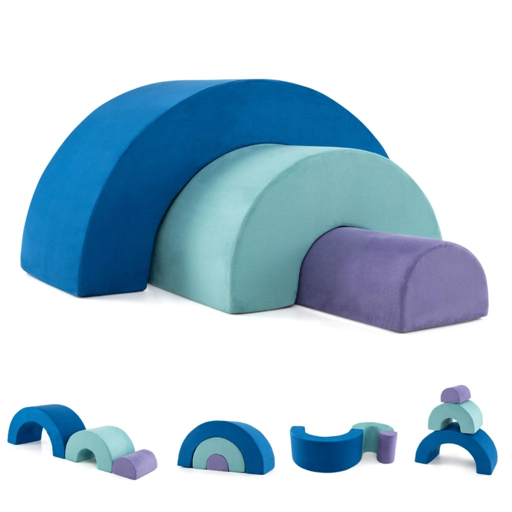 Set di gioco arrampicata arcobaleno con rivestimenti lavabili in lavatrice, Set di attivit¨¤ da gattonamento per interni-Giocattoli educativi