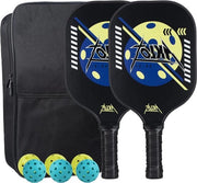 Impugnature di Pickleball in Fibra di Carbonio - Per Giocare all'Interno o all'Esterno - 2/4 Pezzi - Per Uomini e Donne - Inclusi 6 Palloni e Borsa Portatile