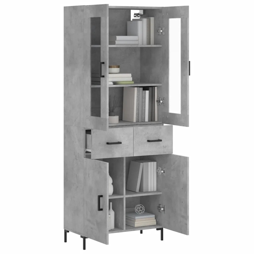 Credenza | Madia | Buffet da pranzo | Armadio da pranzo Grigio Cemento 69,5x34x180 cm in Legno Multistrato