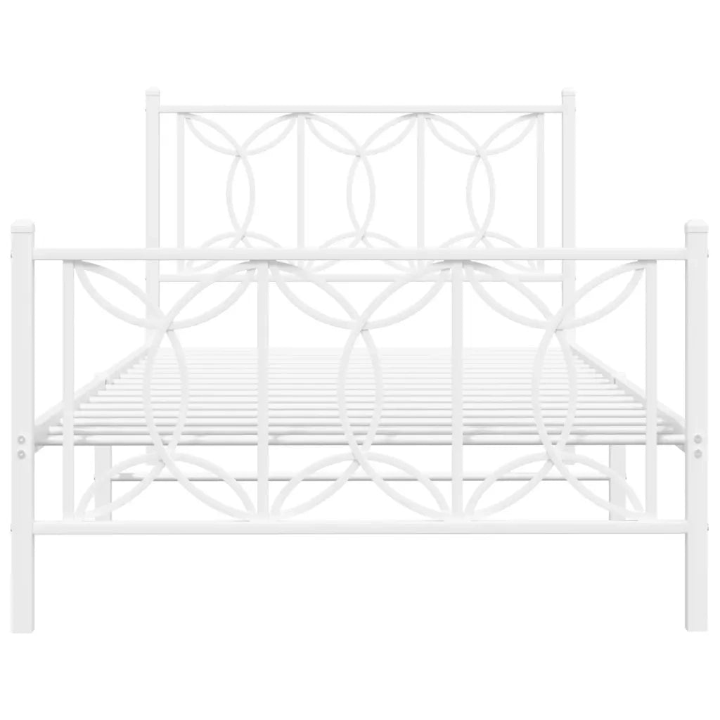 Giroletto con Testiera e Pediera Metallo Bianco 100x200 cm 376190