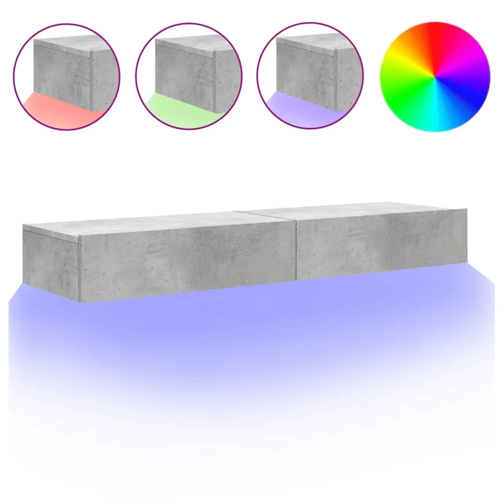 Mobile TV multimediale mensola TV credenza mobile TV per sala da pranzo soggiorno camera da letto con luci LED 2 pezzi 60 x 35 x 15,5 cm grigio 02_0028845