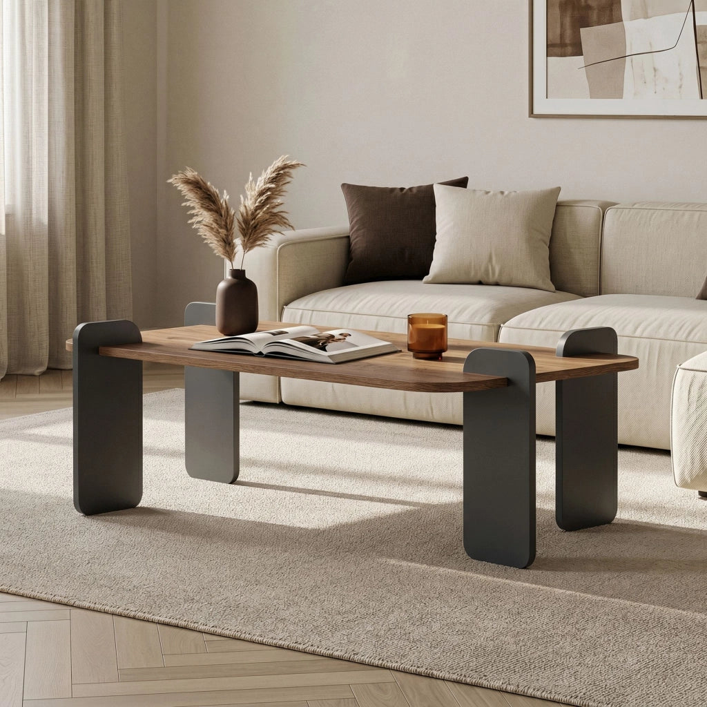 Tavolino in legno "Renard" - 120 x 60 x 35 cm - Marrone chiaro